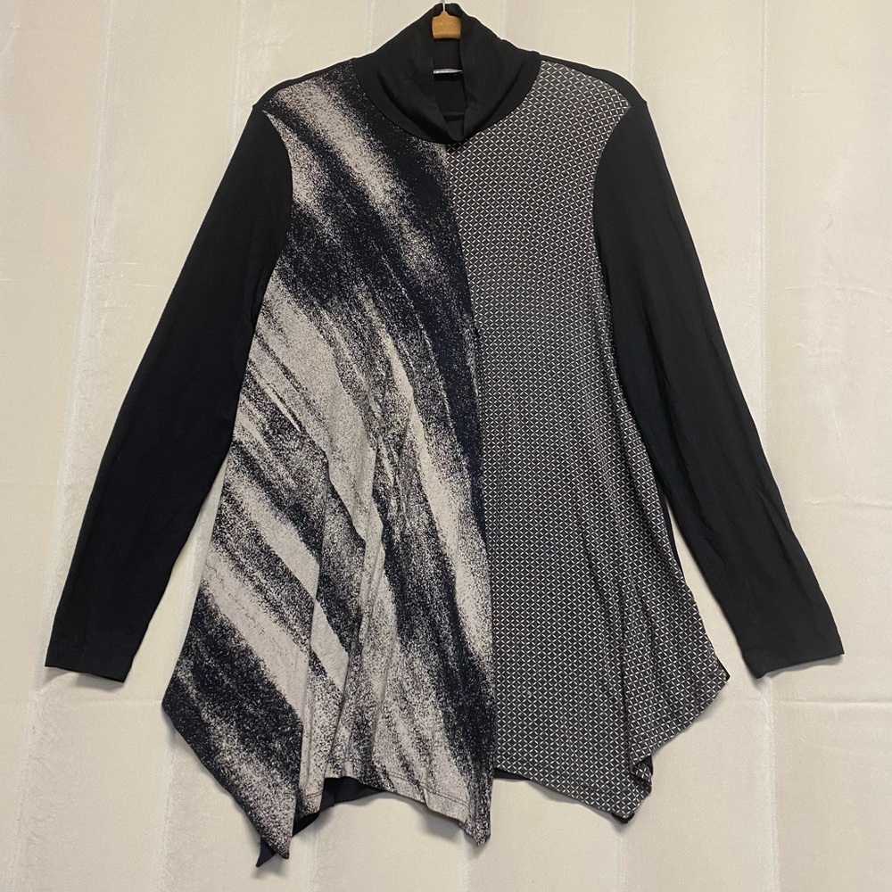 Alembika Women’s Tunic Size US 10-12 Asymmetrical Hem Lagenlook Witchy Artsy